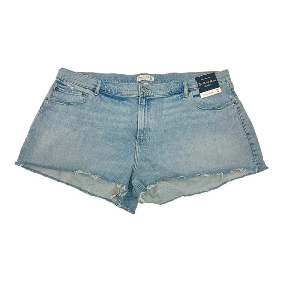 Abercrombie & Fitch Curve Love Mom Short Mid Rise Light Wash Denim Shorts NWT 36 - Picture 5 of 11